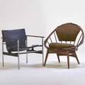 Charles pollock  ib kofodlarsen two lounge chairs denmarkusa 1950s60s both labeled pollock chair 28 12 x 25 x 26 12 kofodlarsen chair 32 x 34 x 27