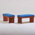 Danish pair of benches 1960s teak canvas unmarked 17 x 36 x 14
