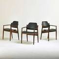 Arne vodder sibast three armchairs denmark 1960s rosewood leather manufacturer labels 31 12 x 25 x 22 12