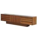 Cado rosewood low console constructed from three wall hanging cabinets mounted to a base denmark 1960s unmarked 22 12 x 94 12 x 15