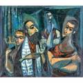 Sonia gechtoff american b 1926 oil on linen rabbis meditation framed signed 30 14 x 34
