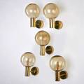 Hans agne jakobssen markaryd set of five polished brass sconces sweden 1960s unmarked each 9 x 5 x 6