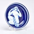 Fk jellberg arabia studio blue bowl with female figure finland 1928 glazed earthenware signed and dated 8 12 dia