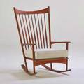 Danish rocking chair 1970s sculpted teak upholstery unmarked 41 12 x 27 x 32