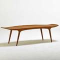 Arne hovmandolsen attr mogens kold sculpted teak coffee table denmark 1960s manufacturers label 18 x 64 x 21