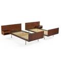 Hans wegner getama two twin bed frames with builtin nighstands denmark 1960s teak mattechromed steel black glass branded overall 29 12 x 56 x 81 12 ea inside 78 12 x 39 12
