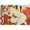 Philip pearlstein american b 1924 lithograph in color of nude on indian blanket 1978 framed signed dated and numbered 1650 27 12 x 39 12 sheet