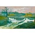 Louis michael elshemius american 18641941 oil on paper of a river dam 1909 framed signed and dated 13 78 x 22 sheet