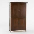 Stickley by ej audi media cabinet with fitted interior manlius ny 1990s quartersawn oak patinated hardware round metal tag and branded 78 x 48 x 24 12