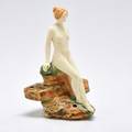 Weller muskota flower frog depicting nude on rock zanesville oh 1915 unmarked 8 14 x 4 12 x 5