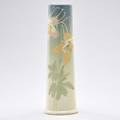 Weller hudson light cylindrical vase decorated with columbine flowers zanesville oh late 1920smid1930s stamped weller 13 34 x 4 14 dia