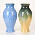 Fulper two baluster vases flemington nj ca 19161928 glazed earthenware both marked taller 13 12