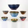 Fulper seven bowls flemington nj ca 19101916 glazed earthenware five rectangular ink marks one racetrack mark one prang mark largest 12 dia