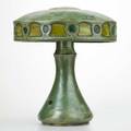 Fulper mushroom lamp with a period base married to a contemporary reproduction shadeflemington nj base ca 19101916 glazed earthenware rectangular ink mark on base 16 x 14 14 dia
