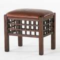 Arts and crafts quartersawn oak and leather footstool ca 1910 unmarked 17 12 x 18 12 x 14