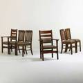 Stickley brothers etc pair of stickley brothers armchairs together with a set of four arts  crafts side chairsusa ca 1910 armchairs branded and decals side chairs unmarked arm chair 39 x