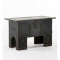 German arts and crafts ebonized chipcarved blanket box ca 1915 quartersawn oak patinated iron hardware unmarked 26 12 x 42 x 20 14