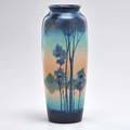 Sara sax rookwood scenic vellum glaze vase decorated with landscape cincinnati oh 1917 flame markxvii904cartists cipher 13 x 3 34 dia