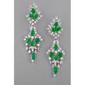 Marshs jade and diamond platinum earrings each transformable chandelier earring set with seven bright green translucent pearshaped jade cabochons marquise baguette cut and round brilliant cut dia