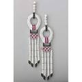 Diamond ruby and onyx 18k white gold earrings dropped half stirrups and fringe in the art deco style channels of calibrated cut rubies and shaped onyx 232 circular cut diamonds approx 280 cts