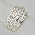 Jacob  co diamond and 950 platinum band twelve princess cut diamonds in raised channel flanked by lines of baguette cut diamonds approx 557 cts tw ca 2000 size 7 width 12mm 1485 dwt