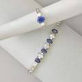 Sapphire and diamond 14k gold ring and bracelet 14k wg ring with oval sapphire approx 110 cts flanked by circular cut diamonds on threeface pave set diamond hoop size 5 12 14k wg hinged br