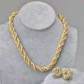 Italian 18k bicolor gold rope necklace earrings necklace 975 mm 17 pair of wreath earrings with screw backs for unpierced ears 34 561 dwt
