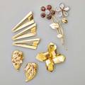 Retro gold brooches and clip three pauline trigere geometric 14k yg brooches moonstone and garnet 14k gold bouquet brooch 3 18 pair of bee on leaf fur clips in 18k rose gold with diamond and