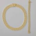 Italian 14k yellow gold necklace and bracelet brick link necklace 18 x 34 and similar bracelet 7 x 12 ca 1980 56 dwt