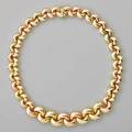 Pink and yellow 14k gold necklace plump crescent links italy ca 1980 18 x 78 tapers 598 dwt