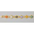 Multicolor jade 14k gold bracelet textured and bright links ca 1960 7 12 x 34 29 dwt
