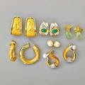 Chris carrea and other gold earrings six pairs carrea romeo and juliet 18k embossed hoops 1 18 galma and cordif diamond trimmed 18k wg and yg loops with pearls 1 38 galma and crodif brig