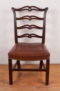 Chippendale Style Mahogany Leather Seat Side Chair
