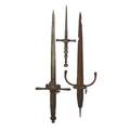European daggers three 17th19th c italian stiletto spanish left hand and french parrying 17th19th c longest 14 12