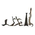African throwing knives five in iron 20th c longest 13