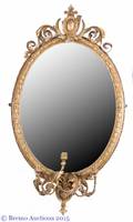 C 1780 French Gilt  Gesso Oval Girandole Mirror