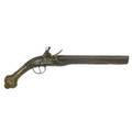 South american flintlock pistol heavily engraved barrel carved stock and brass mountings 18th19th c 19