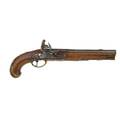 Continental flintlock pistol oak stock engraved brass mounting 18th19th c lock marked illegibly 15