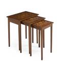 Nest of three tables three with marquetry tops and line inlay 20th c 26 12 x 22 12 x 16