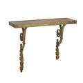 Brass base wall console mahogany top 20th c 34 14 x 40 x 14