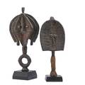 Kota reliquaries two in metal and wood 20th c taller 24