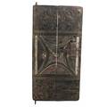 Senufo granary door carved panels with animal and mask design 20th c 57 x 27