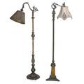 Decorative floor lamps two early 20th c one in marble and one in molded metal both with shades larger 58