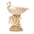 Royal rudolstadt compote twopiece with shell shaped bowl on base with cherubs on a horse early 20th c rw triangle mark 17 38