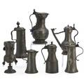 Continental pewter seven tankards or pokals six lidded 17861830 tallest 14