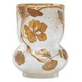 Continental art glass vase gilded floral decoration on frosted glass possibly french late 19th c 5 12 x 4 dia