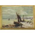 European maritime scene oil on canvas of a harbor scene 1893 framed signed b bean and dated 14 x 20
