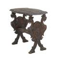 Continental library table walnut with elaborate carved griffins 19th c 32 x 33 x 17