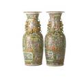 Pair of famille rose monumental palace vases rose medallion decoration china 19th c 36 34