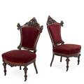 Pair of victorian side chairs medallion form upholstered seats and backs ca 1875 39 12 x 20 12 x 20 12